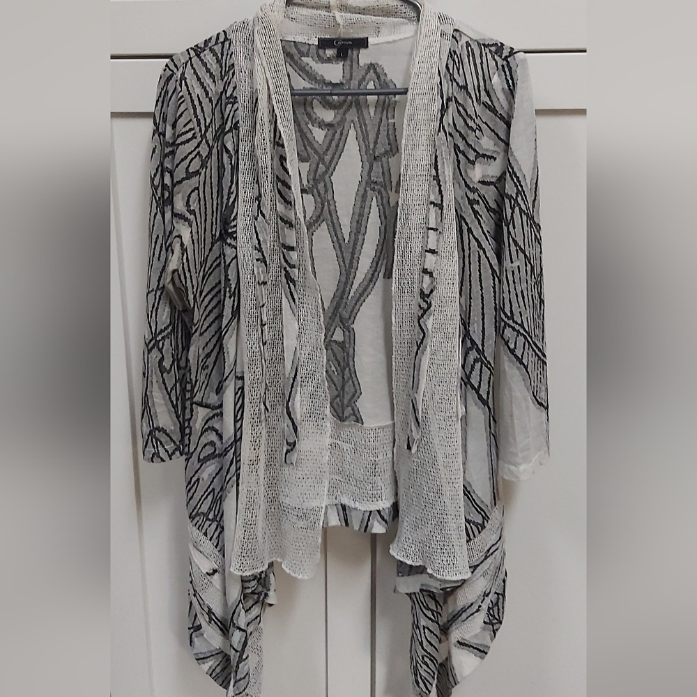 CATIVA Topper Cardigan BLACK CREAM Sz L